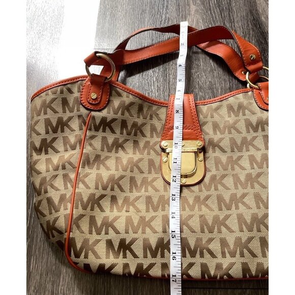 Vintage Michael Kors Signature Brown & Orange Leather Straped Shoulder bag Y2K - Picture 5 of 13